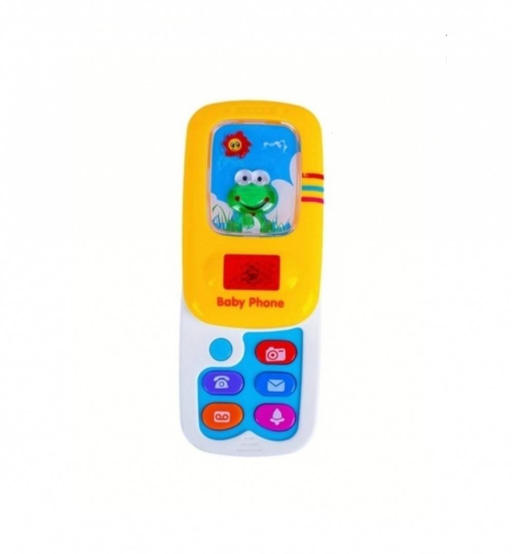 Telefon pentru copii, Broscuta, galben, 14 cm