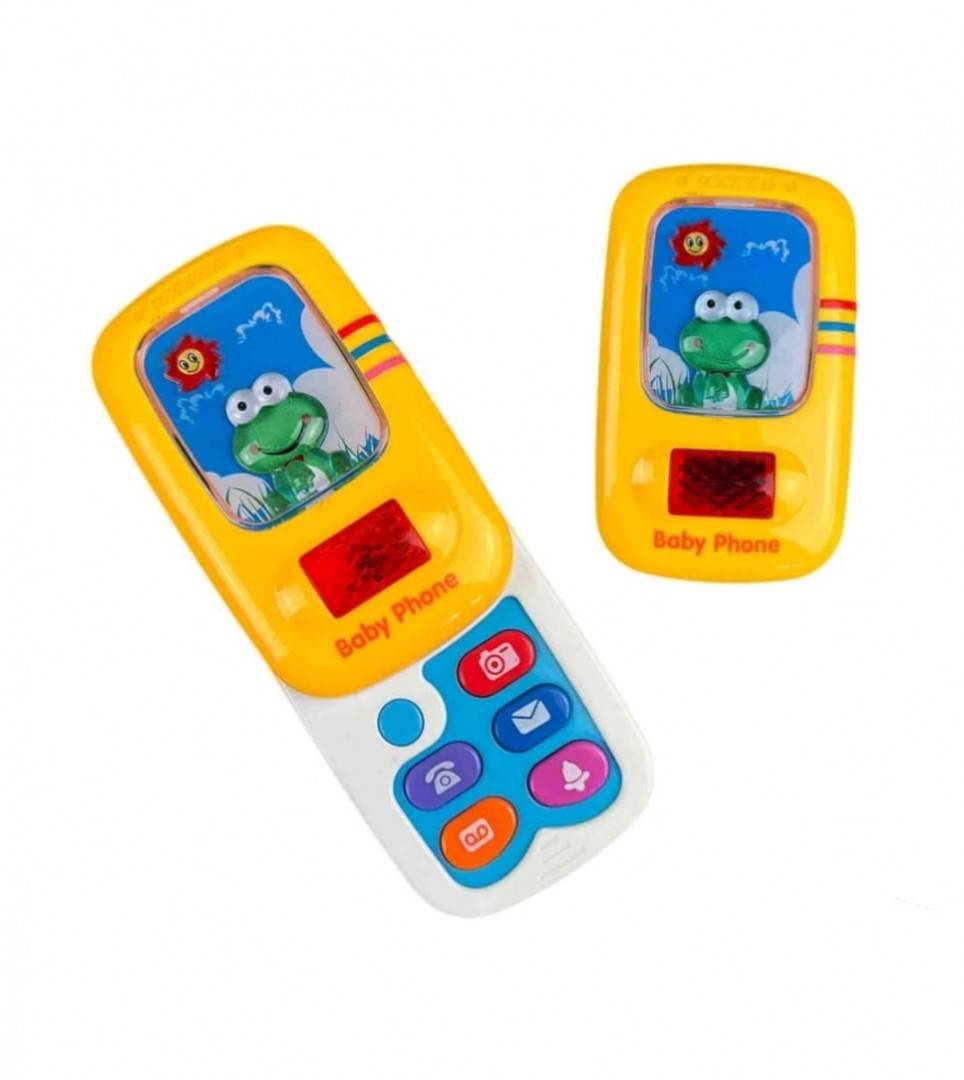 Telefon pentru copii, Broscuta, galben, 14 cm