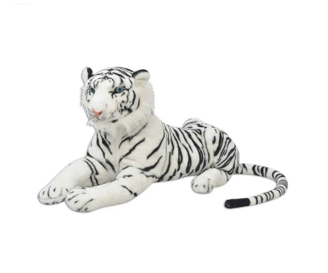 Tigru de plus, realist, alb/negru, 78 cm