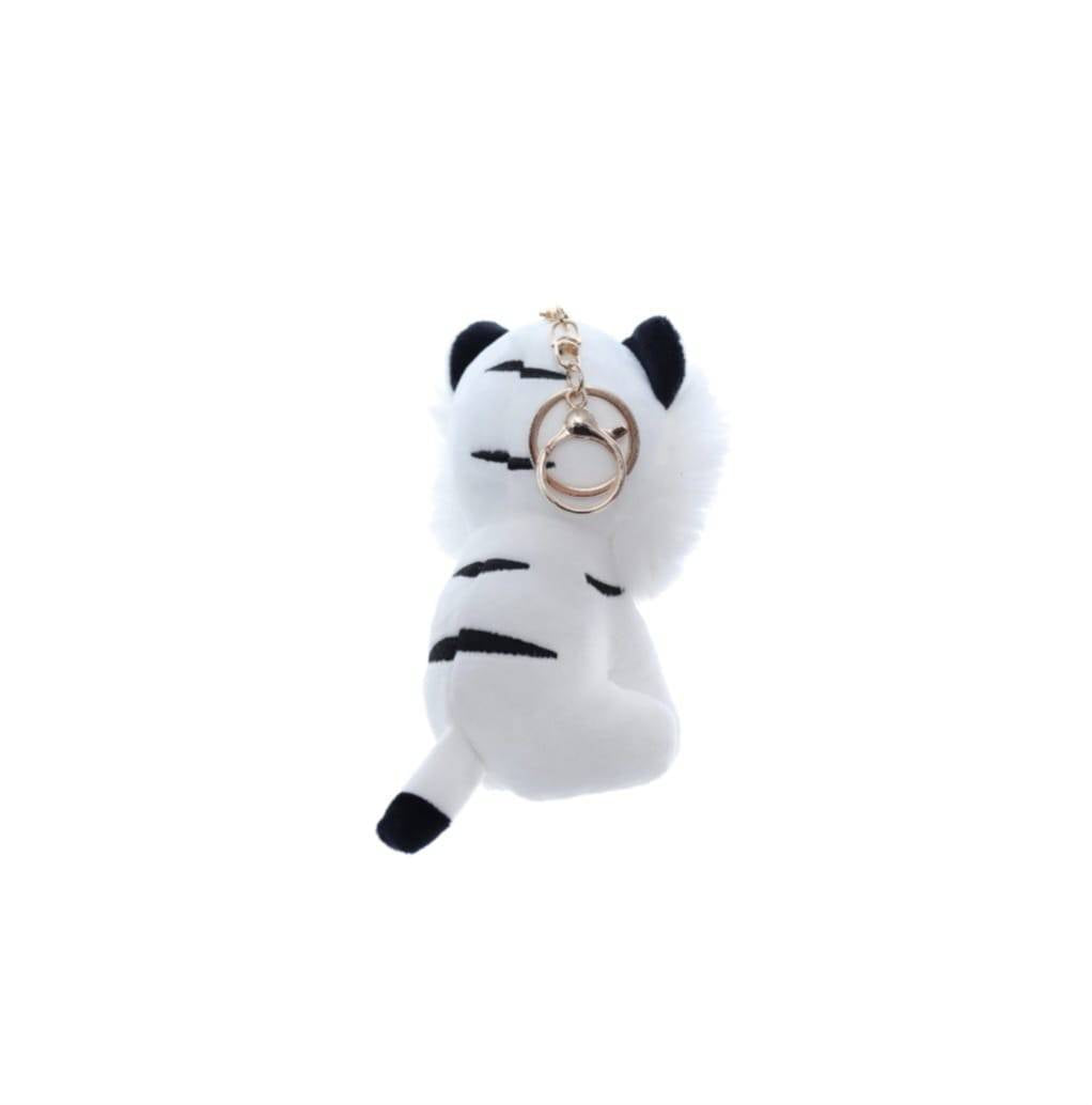 Tigru de plus, tip breloc, alb, 12.5 cm