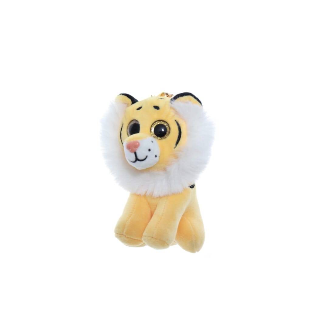 Tigru de plus, tip breloc, multicolor, 12.5 cm