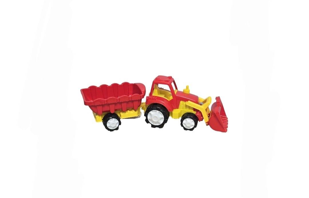Tractor excavator cu remorca pentru copii, multicolor, 57 cm, 2 ani+
