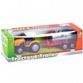 Tractor mecanic de jucarie, cu cisterna, metal/plastic, galben, 24 cm