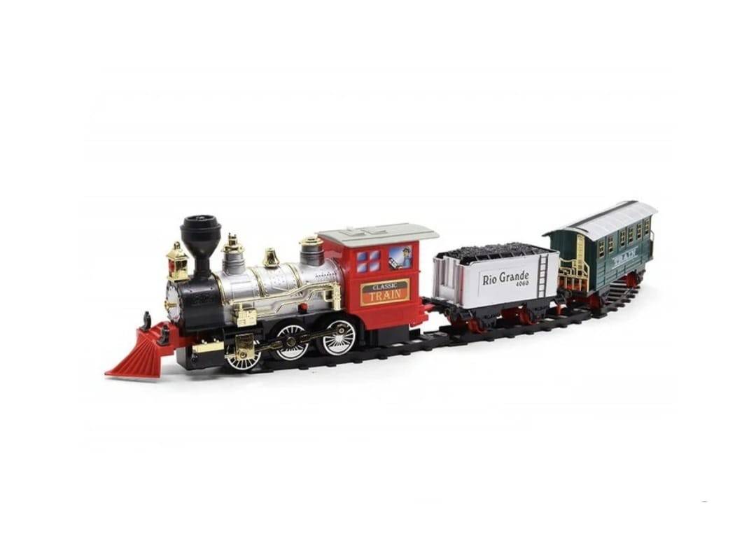 Tren cu sina si telecomanda, Classic Train, sunete si lumini, multicolor, 29 piese, 3 ani+