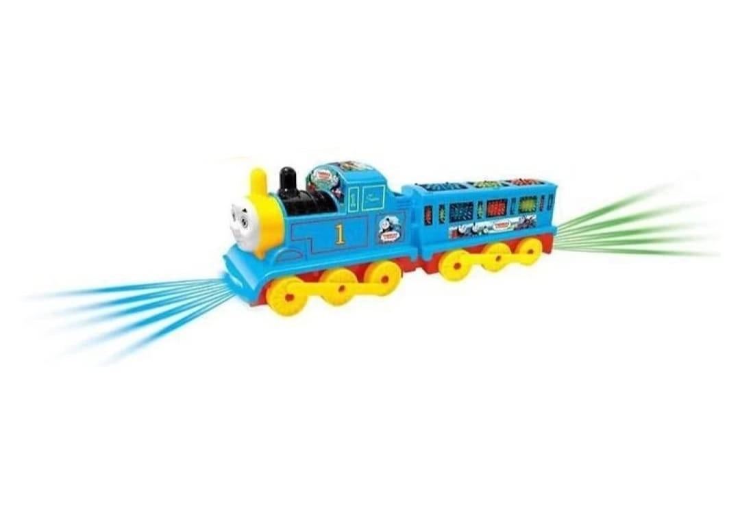 Trenulet tip Thomas cu vagoane, sunete si lumini, multicolor, 19 cm