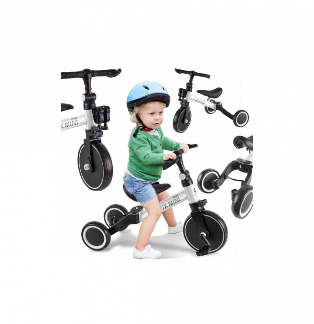 Tricicleta 3 in 1, bicicleta, Creative World Toys, cu si fara pedale si tricicleta, alb