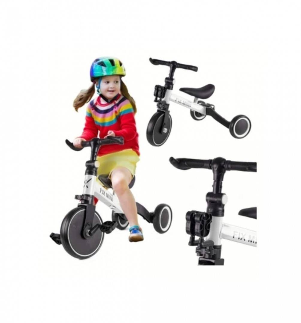 Tricicleta 3 in 1, bicicleta, Creative World Toys, cu si fara pedale si tricicleta, alb
