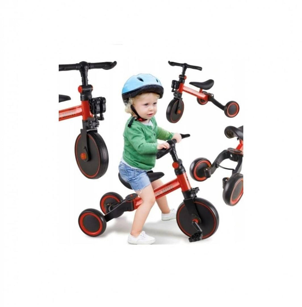 Tricicleta 3 in 1, bicicleta, Creative World Toys, cu si fara pedale si tricicleta, rosu
