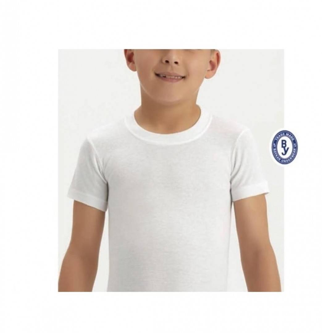 Tricou simplu pentru copii, scoala, sport, bumbac 100%, alb, marimea 7 ani - 12 ani