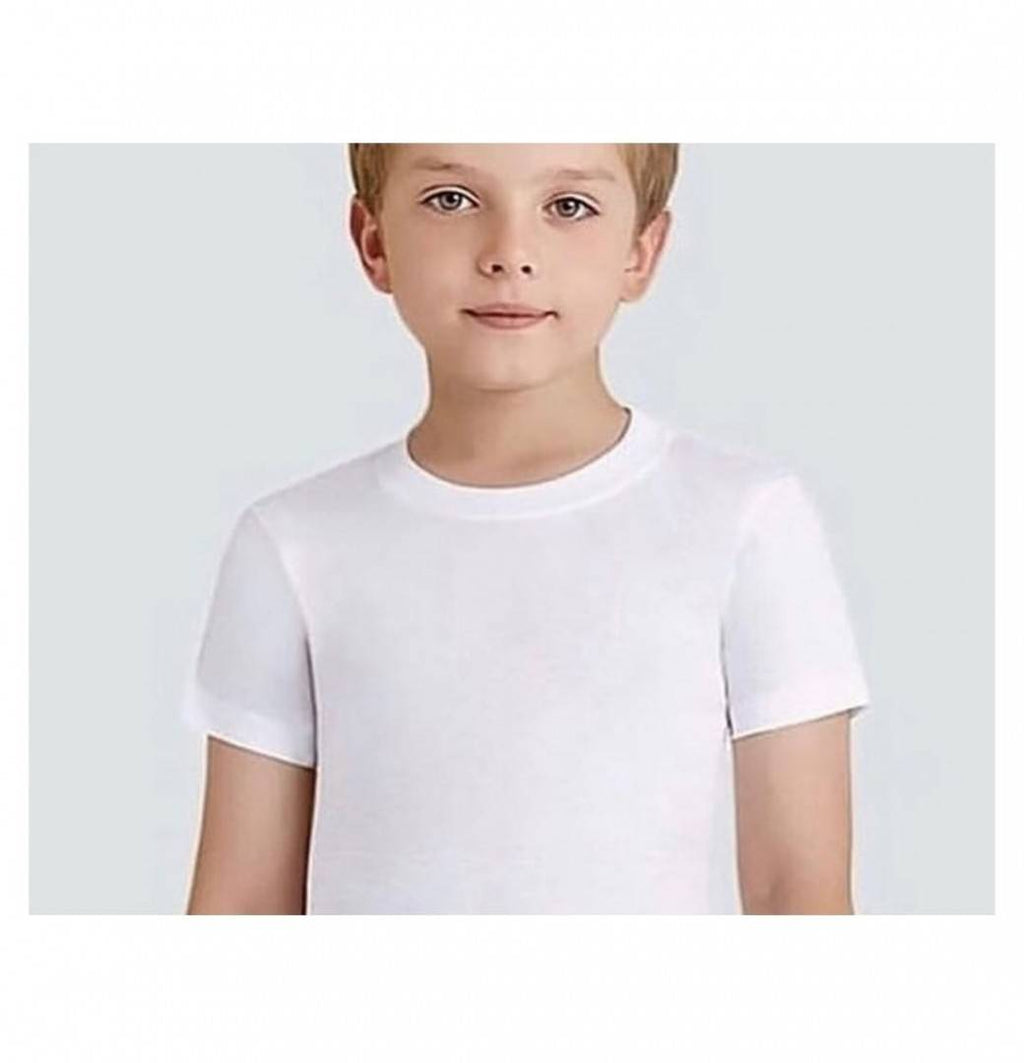 Tricou simplu pentru copii, scoala, sport, bumbac 100%, alb, marimea 7 ani - 12 ani