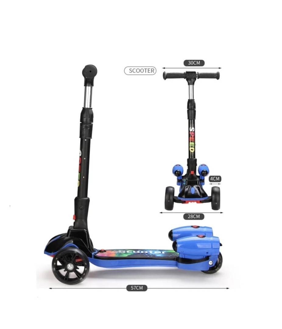 Trotineta copii, Scooter Speed Action, cu aburi, lumini, sunete, albastru/multicolor, 3 ani+
