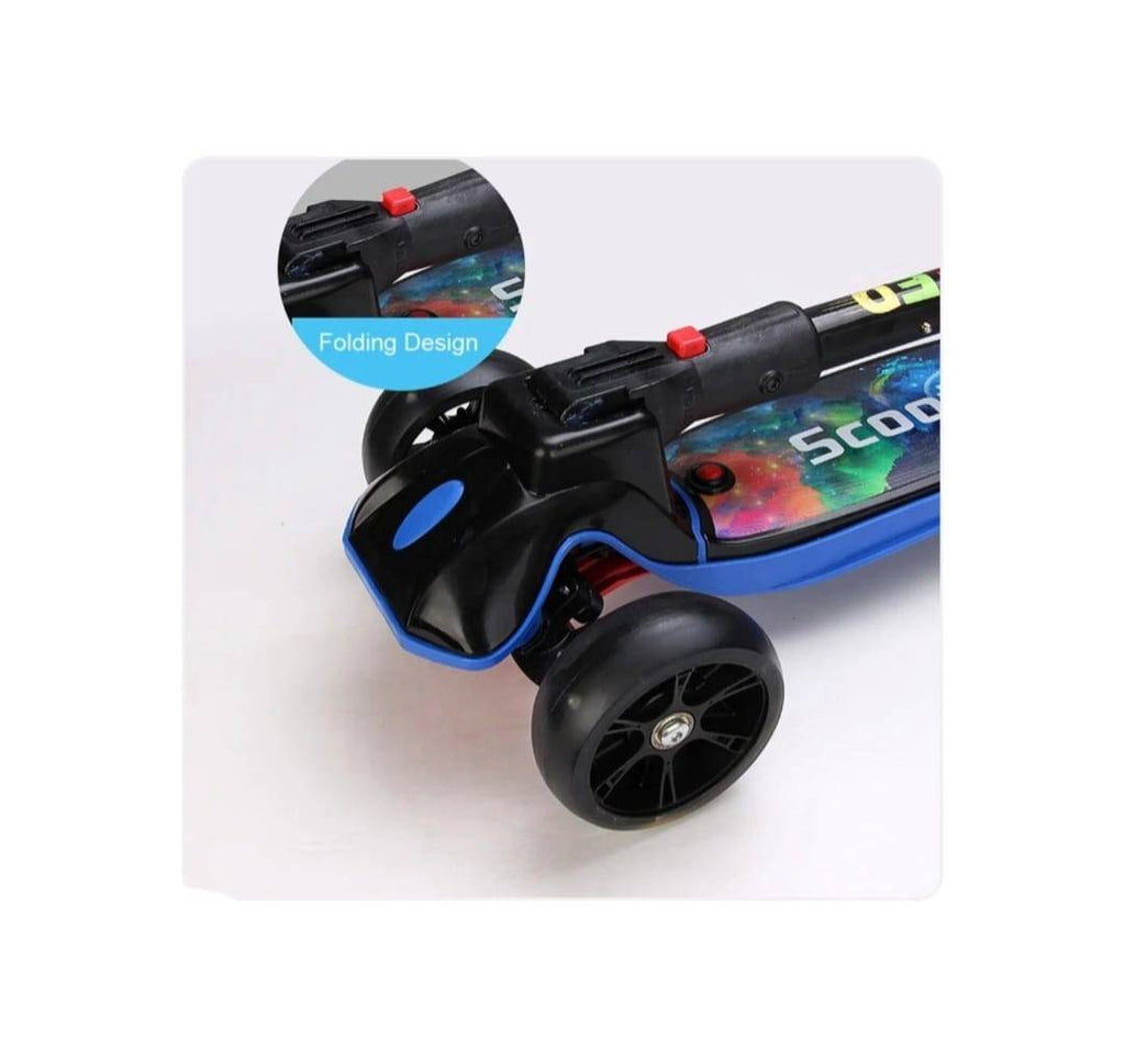 Trotineta copii, Scooter Speed Action, cu aburi, lumini, sunete, albastru/multicolor, 3 ani+