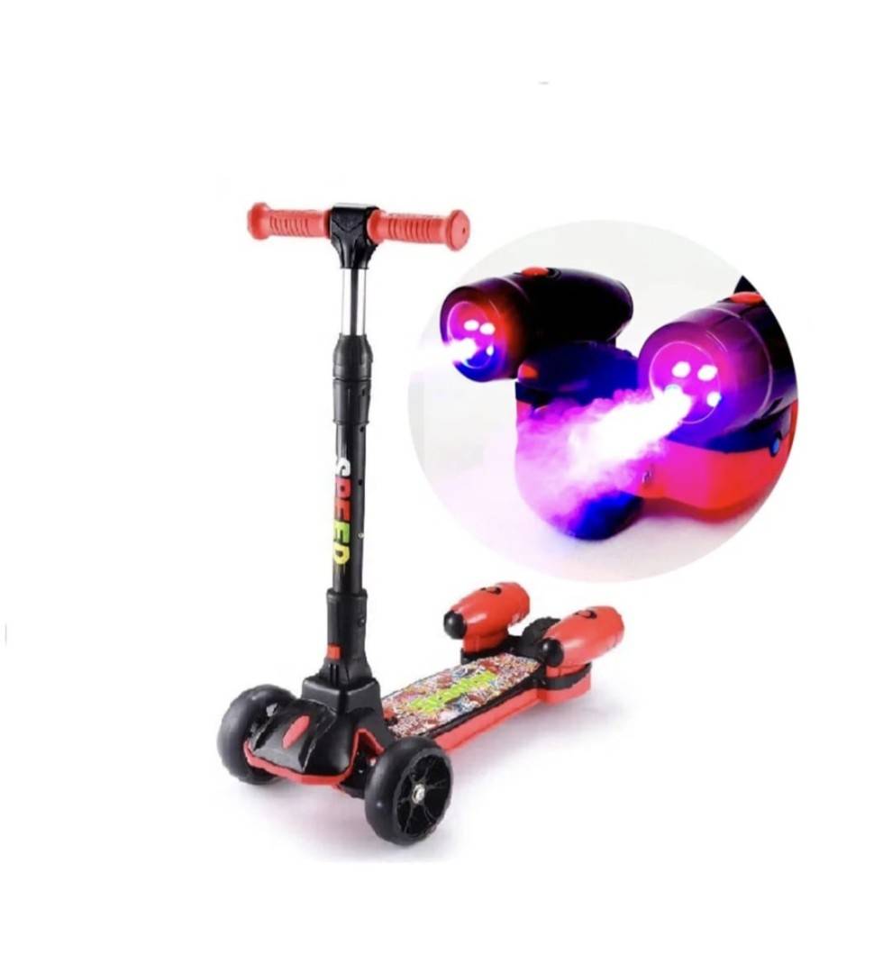 Trotineta copii, Scooter Speed Action, cu aburi, lumini, sunete, rosu/multicolor, 3 ani+