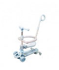 Trotineta pentru copii, 7 in 1 cu scaun, protectii laterale, maner de impins, limina frontala, roti luminoase si ghidon regla