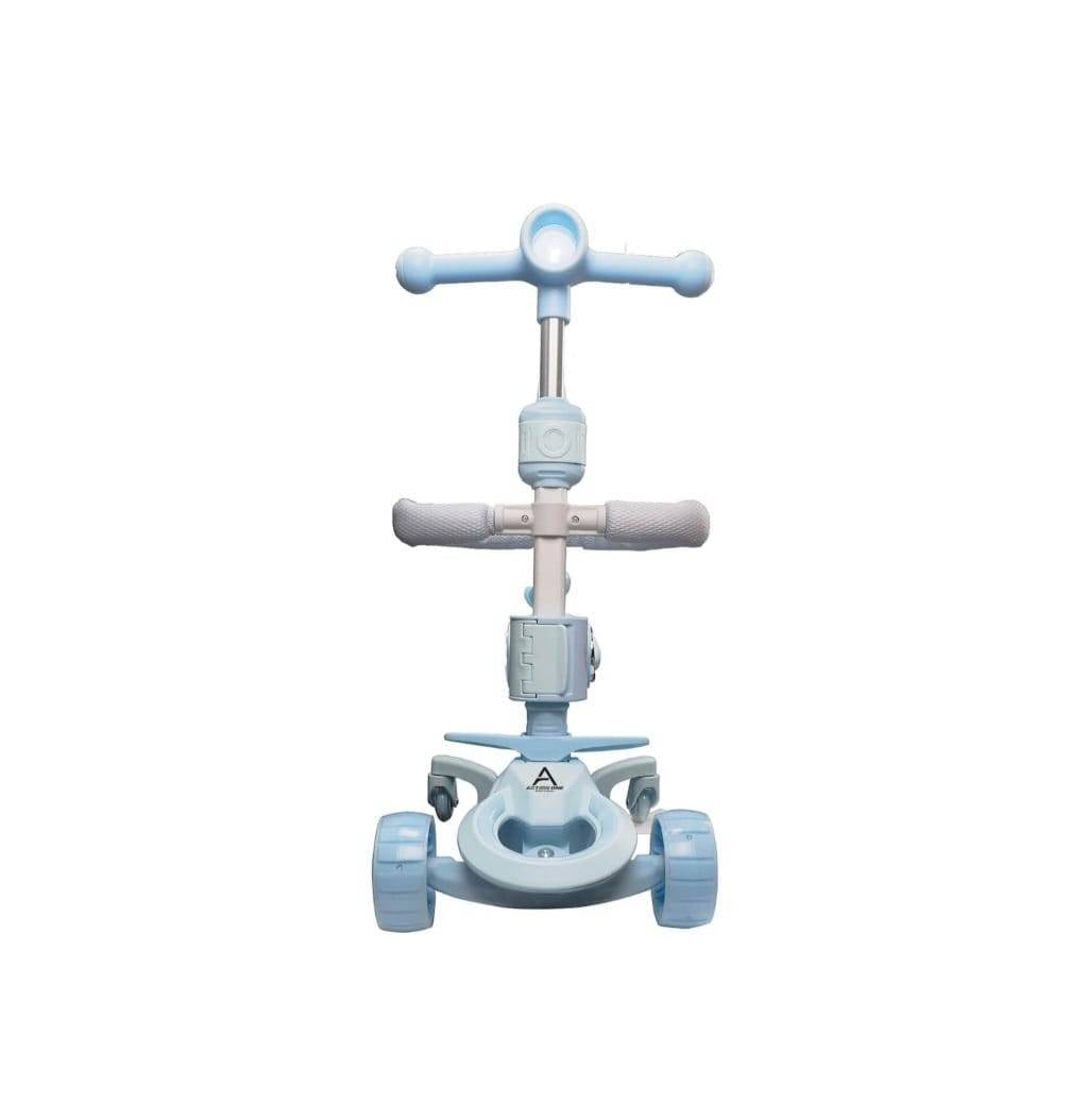 Trotineta pentru copii, 7 in 1 cu scaun, protectii laterale, maner de impins, limina frontala, roti luminoase si ghidon regla