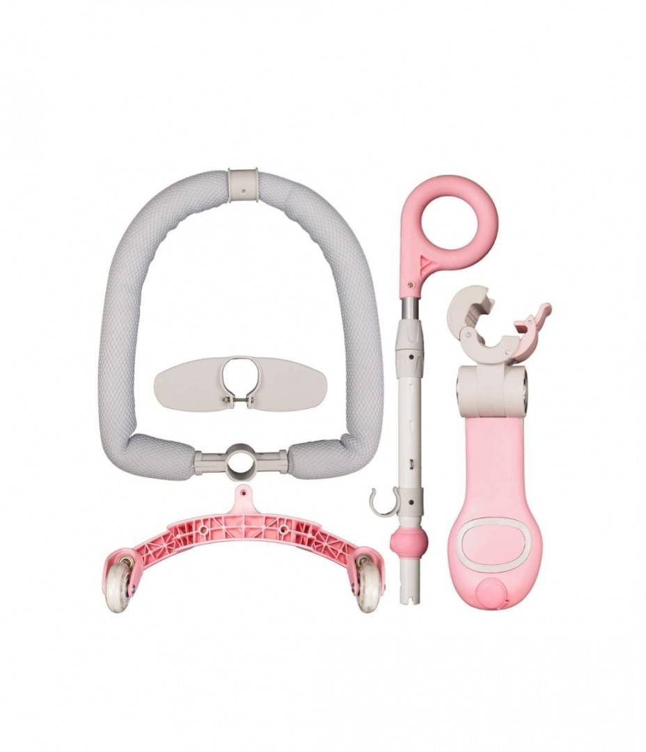 Trotineta pentru copii, 7 in 1 cu scaun, protectii laterale, maner de impins, limina frontala, roti luminoase si ghidon regla