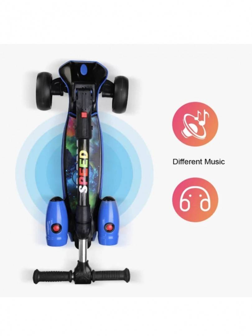 Trotineta Scooter cu lumini, muzica si efect de reactie prin abur, albastru