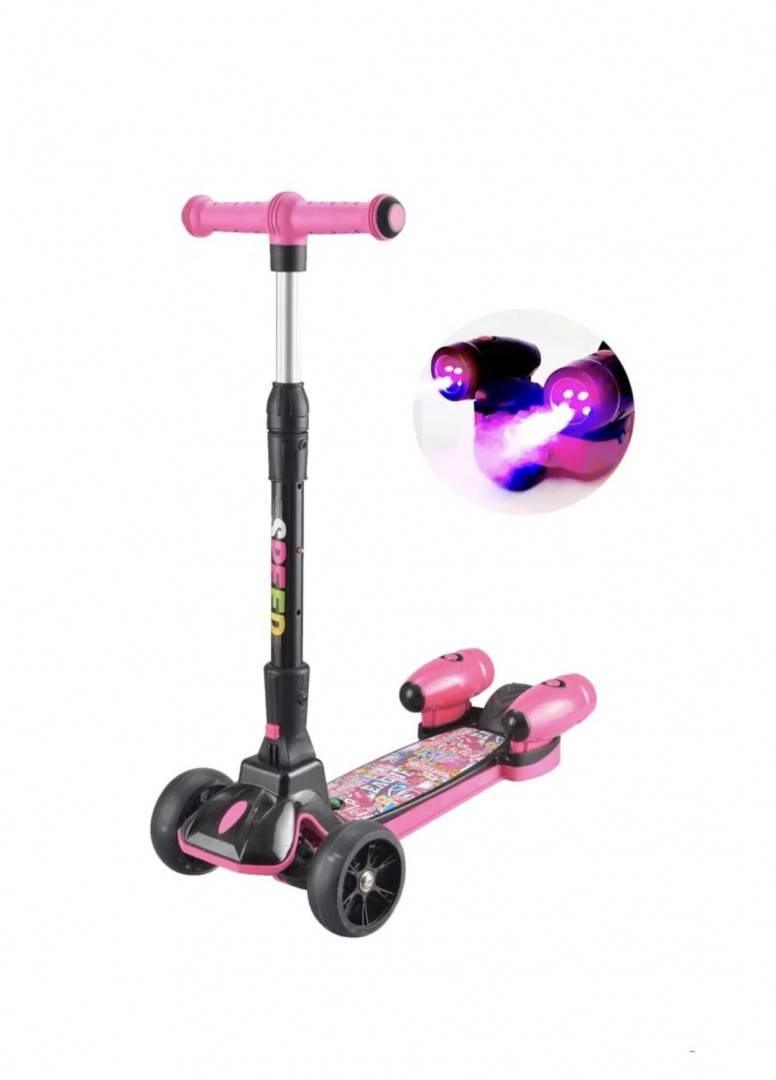 Trotineta Scooter cu lumini, muzica si efect de reactie prin abur, roz