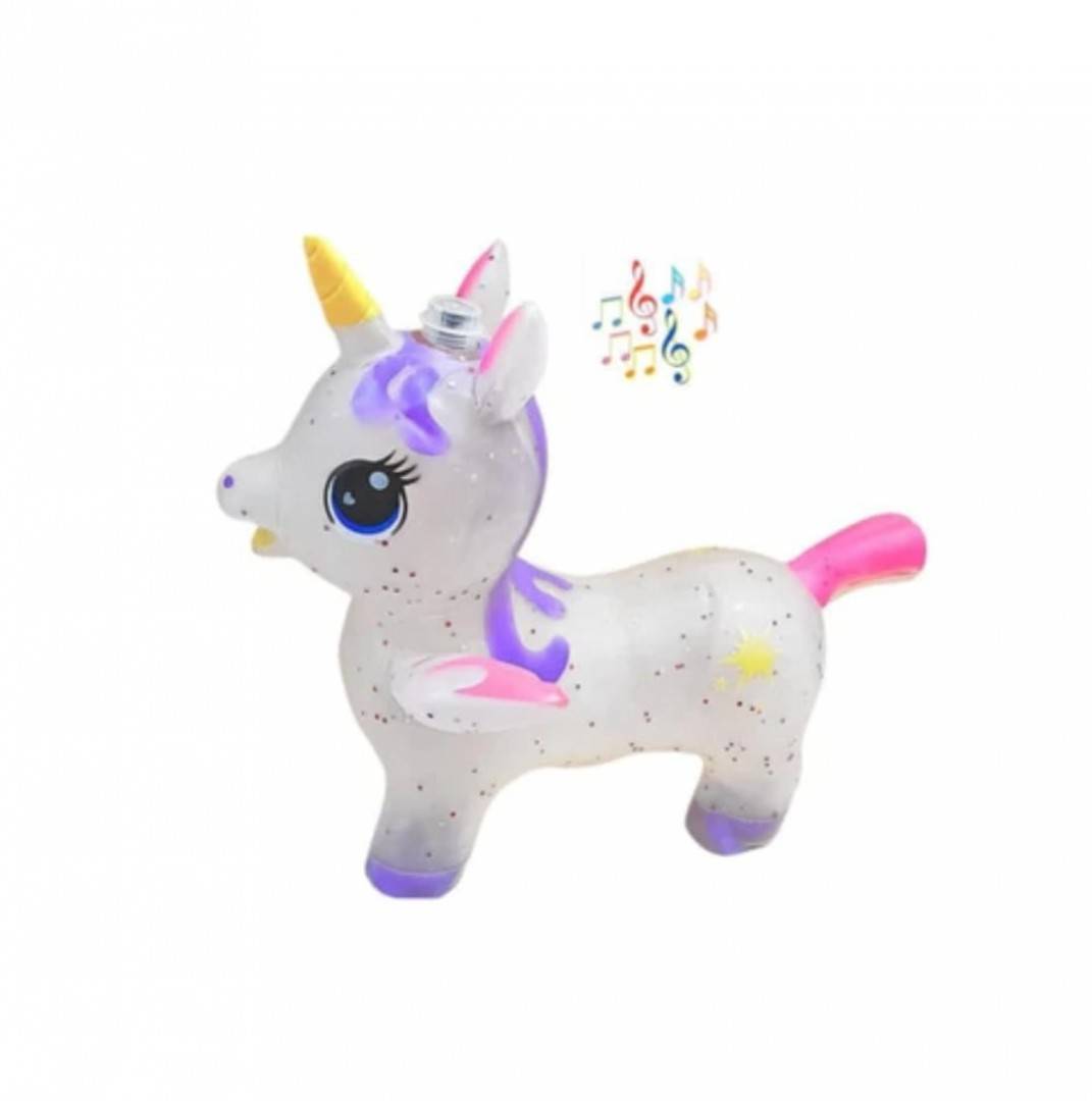 Unicorn gonflabil cu sunete si lumini, multicolor, 65 cm