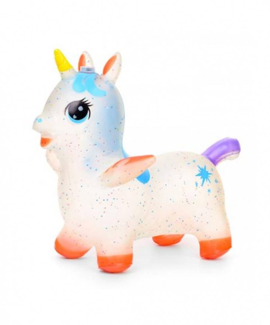 Unicorn gonflabil cu sunete si lumini, portocaliu, 65 cm