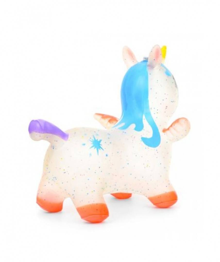 Unicorn gonflabil cu sunete si lumini, portocaliu, 65 cm