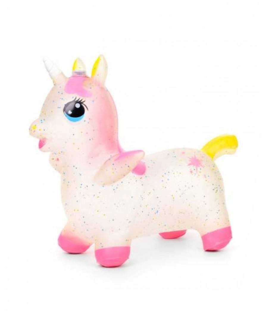 Unicorn gonflabil cu sunete si lumini, roz, 65 cm