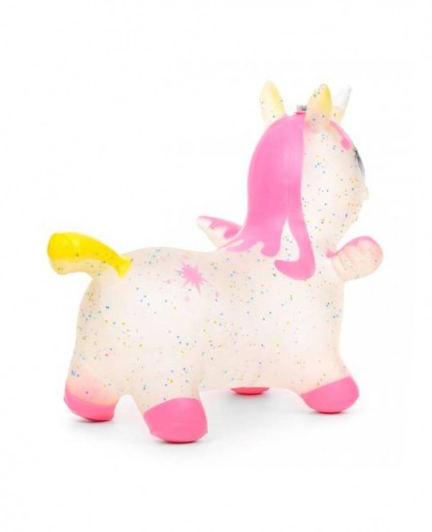 Unicorn gonflabil cu sunete si lumini, roz, 65 cm