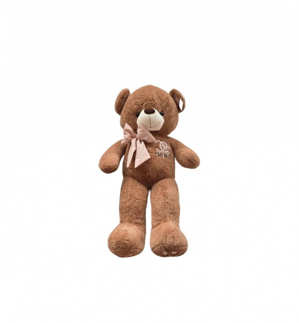 Ursulet de plus, cu papion, maro, 95 cm