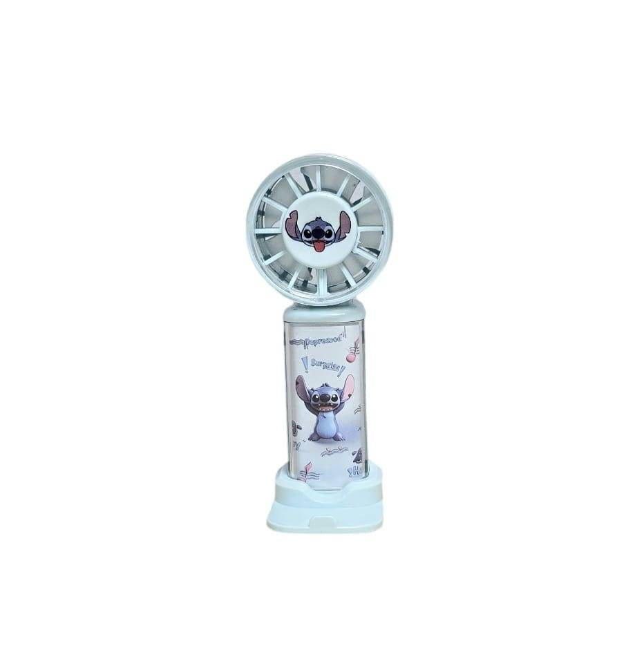 Ventilator copii, Stitch, portabil, cu suport, usb, albastru deschis,13 cm