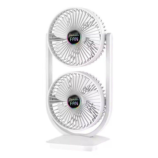 Ventilator dublu cu incarcare usb si baterie de  3000 mah