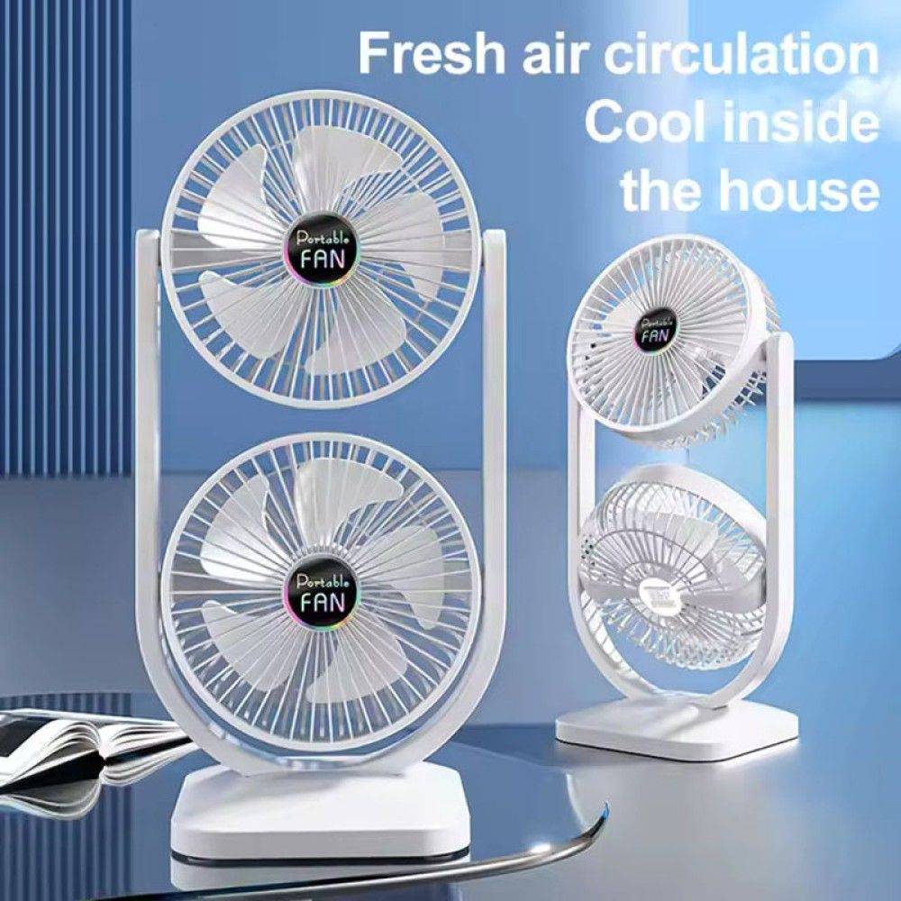 Ventilator dublu cu incarcare usb si baterie de  3000 mah