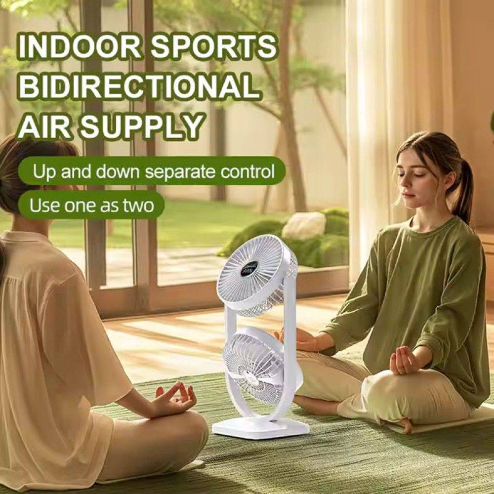Ventilator dublu cu incarcare usb si baterie de  3000 mah