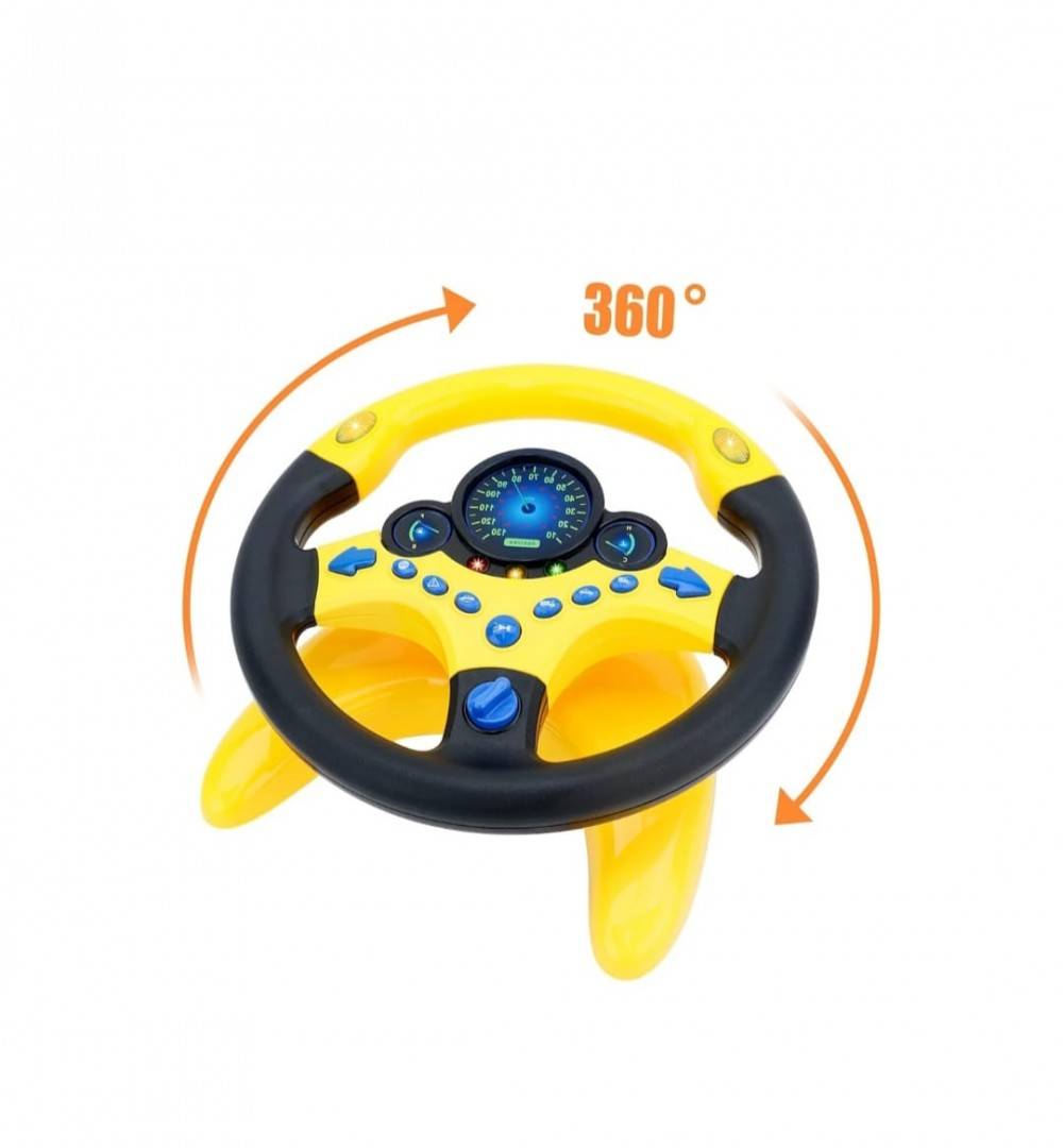 Volan interactiv copii cu lumini si sunete, rotire 360 grade, multicolor