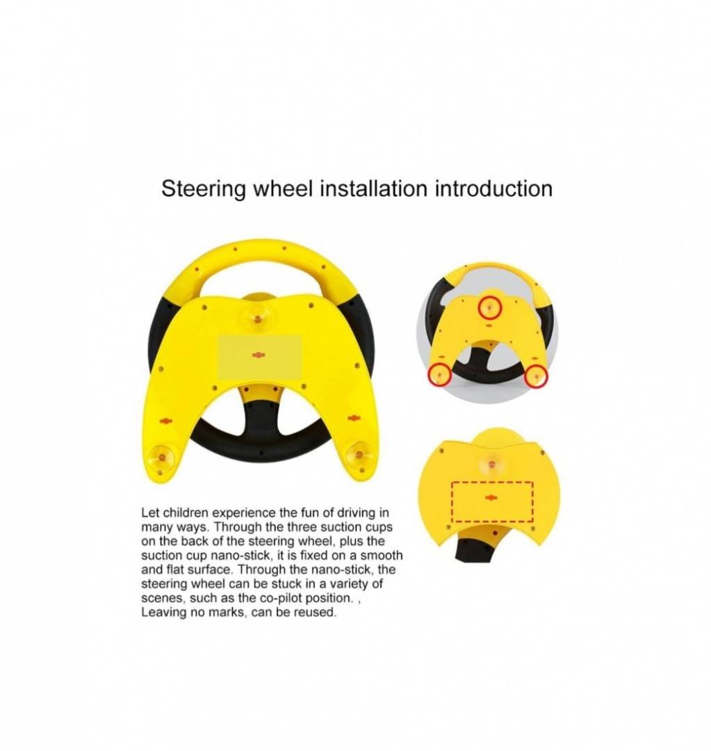 Volan interactiv copii cu lumini si sunete, rotire 360 grade, multicolor